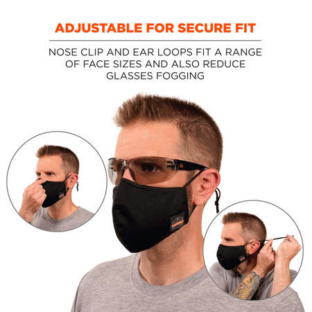 Skullerz By Ergodyne Black Contoured Face Cover Mask, L/XL, PK3 8800